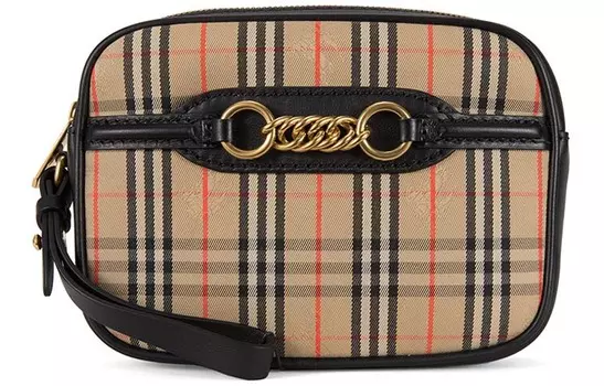 Burberry Поясная сумка 1983 Check Link с кожаной отделкой, черная