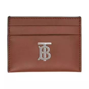 Burberry Портативный держатель карт из коровьей кожи в стиле пэчворк с зажимом для денег, женский, солодово-коричневый