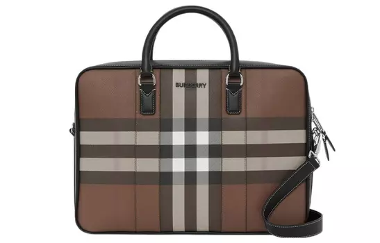 Burberry Портфель из кожи в клетку, лоскутное шитье, сумка через плечо, обычная мужская сумка, темно-березово-коричневый цвет
