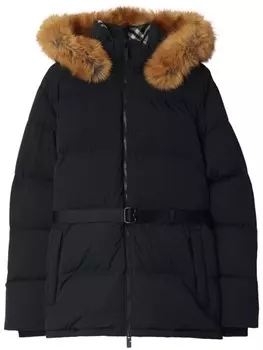 Burberry пуховик с аппликацией B Shield, черный