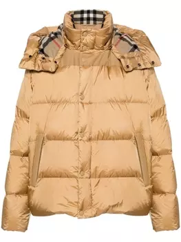 Burberry пуховик с капюшоном, коричневый