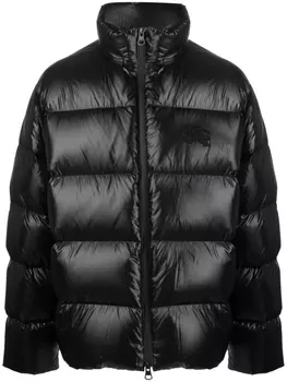 Burberry пуховик с нашивкой Equestrian Knight, черный