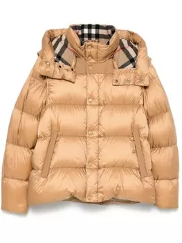 Burberry пуховик со съемными рукавами, коричневый