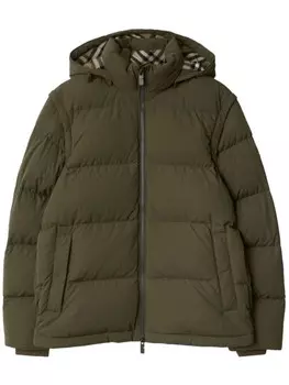 Burberry пуховик со съемными рукавами, зеленый