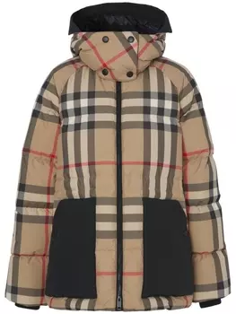 Burberry пуховик в клетку Vintage Check, коричневый