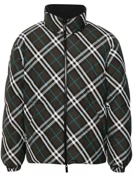 Burberry пуховик в клетку Vintage Check, коричневый