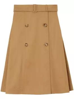 Burberry расклешенная юбка с поясом, нейтральный цвет