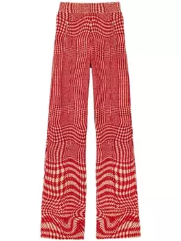 Burberry расклешенные брюки в ломаную клетку, красный