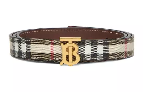 Burberry Ремень в полоску, повседневный, минималистичный, с гладкой пряжкой, женский, бежевый, ширина: 2 см