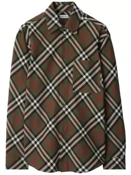 Burberry рубашка из хлопка в винтажную клетку, зеленый