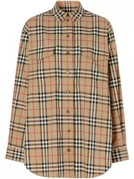 Burberry рубашка оверсайз в клетку Vintage Check, нейтральный цвет