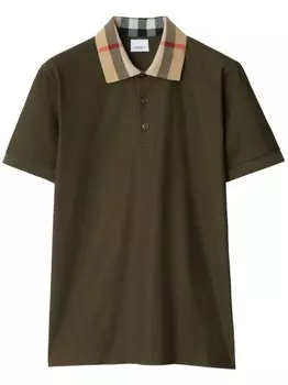 Burberry рубашка-поло из хлопка с клетчатым воротником, зеленый