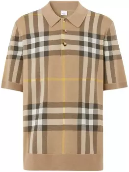 Burberry рубашка поло в клетку, нейтральный цвет