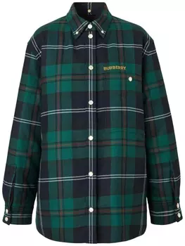 Burberry рубашка с вышитым логотипом, зеленый
