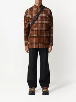 Burberry рубашка в клетку, коричневый