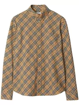 Burberry рубашка в клетку, коричневый