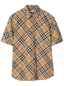 Burberry рубашка в клетку, нейтральный цвет