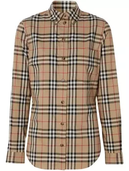 Burberry рубашка в клетку Vintage Check на пуговицах, коричневый