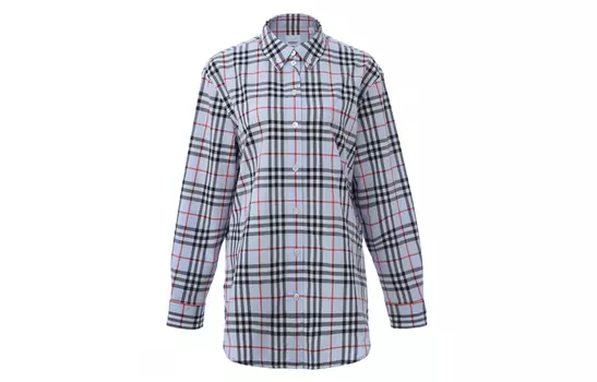 Burberry Рубашка в винтажную клетку с воротником на пуговицах, синяя