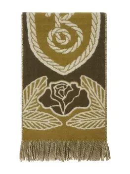 Burberry шарф B Shield из смеси кашемира, зеленый