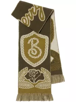 Burberry шарф B Shield из смеси кашемира, зеленый