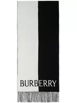 Burberry шарф Equestrian Knight из смеси шерсти и кашемира, белый