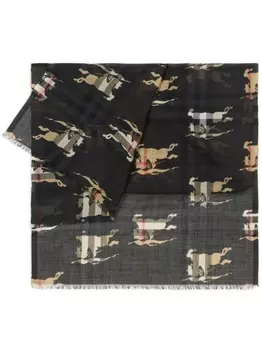 Burberry шарф из смеси шелка и шерсти с принтом EKD, черный