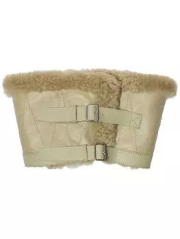 Burberry шарф с воротником из овчины, нейтральный цвет