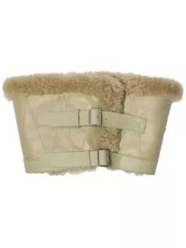 Burberry шарф с воротником из овчины, нейтральный цвет