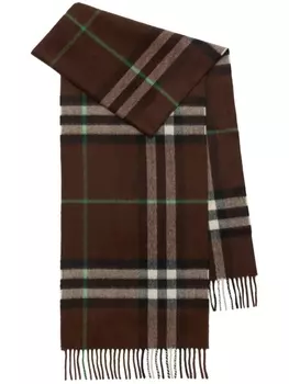 Burberry шарф в клетку Vintage Check с бахромой, коричневый