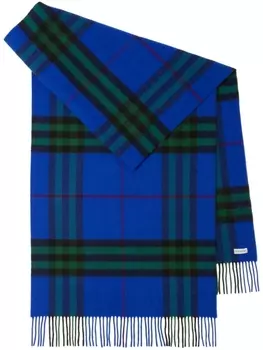 Burberry шарф в клетку Vintage Check с бахромой, синий
