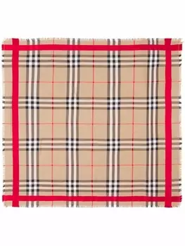 Burberry шарф в клетку Vintage Check с бахромой, нейтральный цвет
