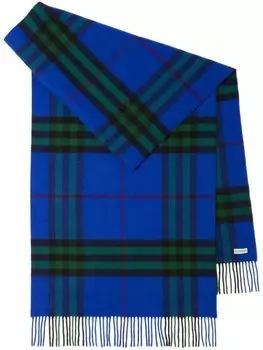 Burberry шарф в клетку Vintage Check с бахромой, синий