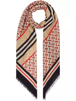 Burberry шарф в полоску Icon Stripe с монограммой, нейтральный цвет