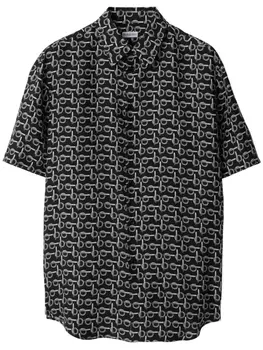 Burberry шелковая рубашка с логотипом B, серебристый