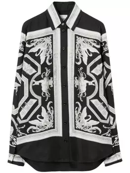 Burberry шелковая рубашка с принтом, черный