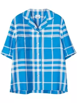 Burberry шелковая рубашка в клетку, синий