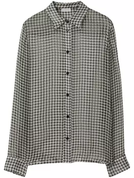 Burberry шелковая рубашка в ломаную клетку, черный