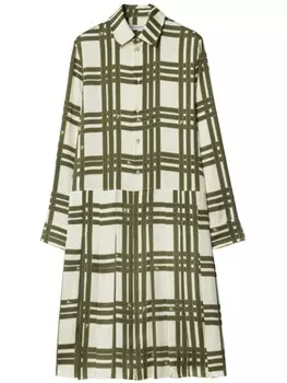 Burberry шелковое платье в клетку, белый