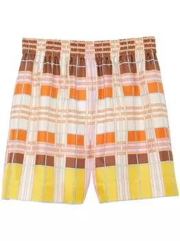 Burberry шелковые шорты с геометричным узором, розовый