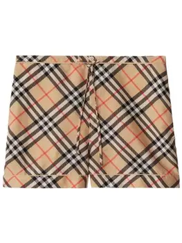 Burberry шелковые шорты в клетку, нейтральный цвет