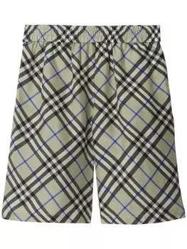 Burberry шелковые шорты в клетку Nova Check, зеленый