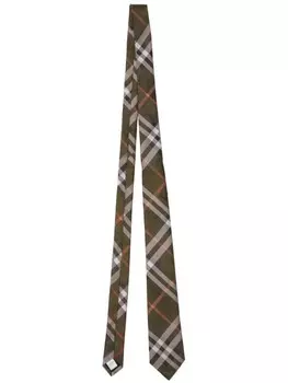Burberry шелковый галстук в клетку, зеленый