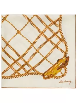 Burberry шелковый платок с принтом Chain Check, нейтральный цвет