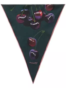 Burberry шелковый платок с принтом Cherry, зеленый