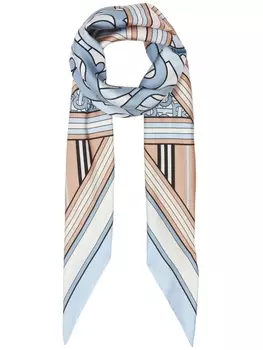 Burberry шелковый платок с принтом Montage, синий