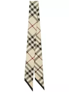 Burberry шелковый шарф в клетку, нейтральный цвет