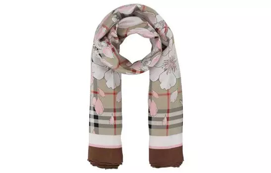 Burberry Шелковый шарф женский коричневый