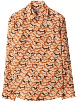 Burberry шерстяная рубашка с принтом, оранжевый