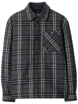 Burberry шерстяная рубашка в клетку, черный